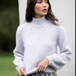 TVF Pumpkin Marled Tri-Blend Mockneck Sweater - Cloud Size S